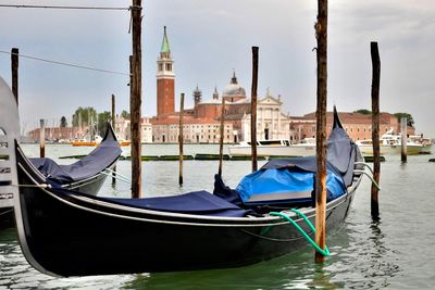 Gondolas moored on grand canal