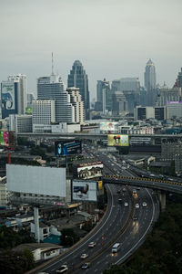 High angle view of cityscape against sky