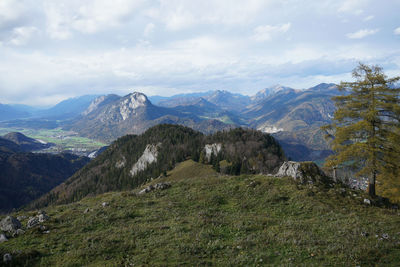 Scenic view of mountains against sky