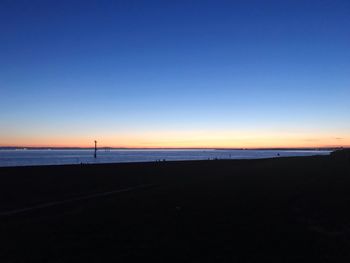 Scenic view of sea against clear sky during sunset