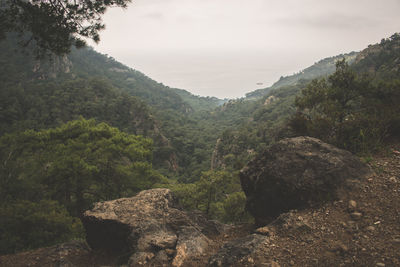 Scenic view of rocky mountains against sky