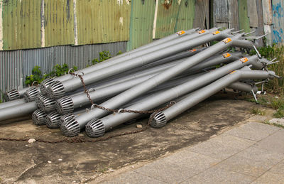 Metal pipes on pipe