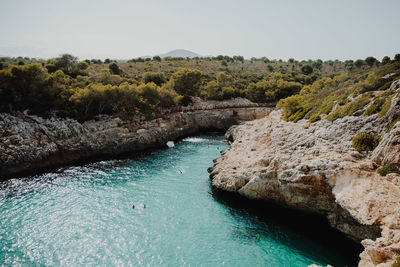 Scenic view of sea against clear sky