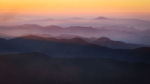 Scenic view of landscape against sky during sunset