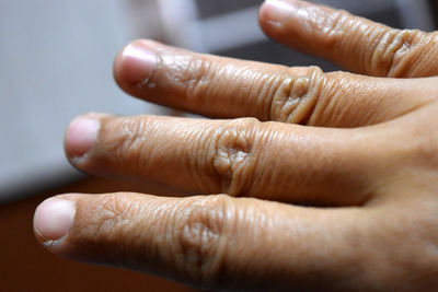 Extreme close up of human hand