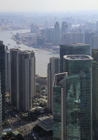 Smog over the skyline of shanghai, china