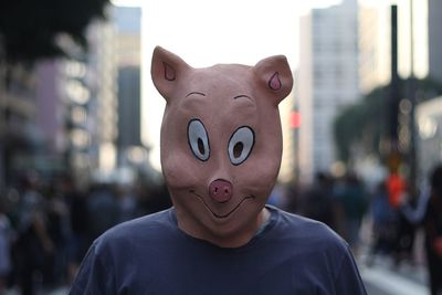 Portrait of man wearing mask