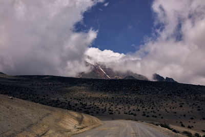 Scenic view of arid landscape against sky