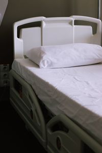 High angle view of bed at hospital