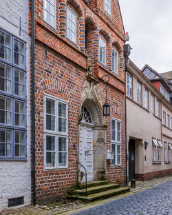 Beautiful ciytscape with medieval colorful architecture in lüneburg, lower saxony, germany