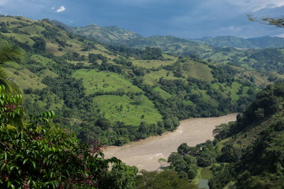 Scenic view of mountains against sky