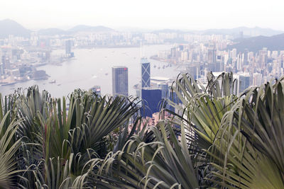 High angle view of cityscape against sky