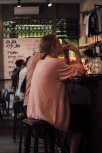 Man having food in restaurant