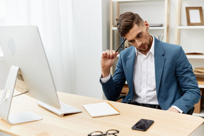 Businessman working in office