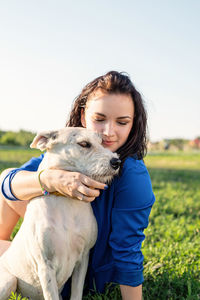 Young woman with dog