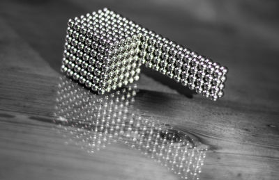 Close-up of magnet balls on table