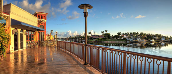 Restaurant on the water along the village at venetian bay in naples, florida.