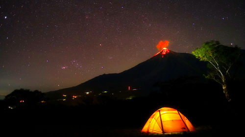 Tent against sky at night