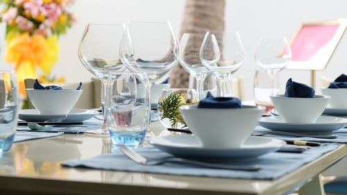 Close-up of drink served on table