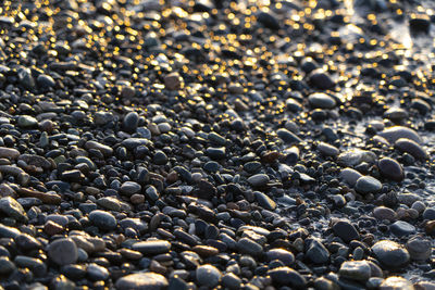Full frame shot of pebbles on beach