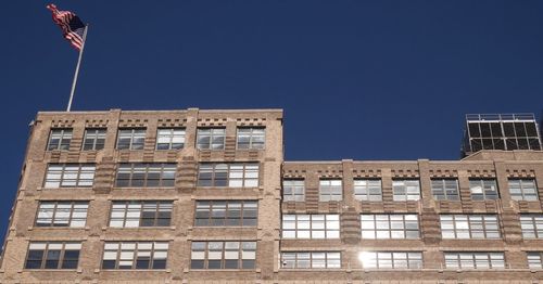 Low angle view of built structure against clear sky