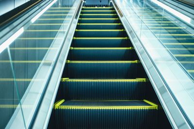 Low angle view of escalator in building