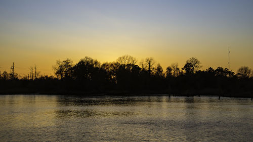 Scenic view of lake during sunset