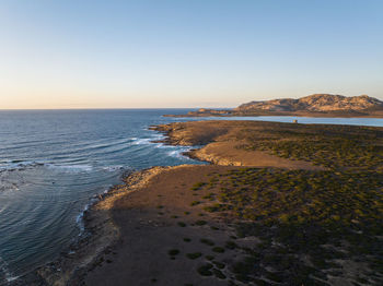 Scenic view of sea against clear sky