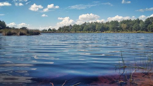 Scenic view of lake against sky