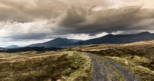 Scenic view of landscape against cloudy sky