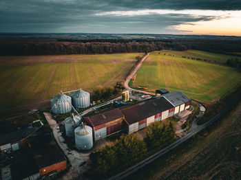 High angle view of agricultural field