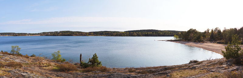 Scenic view of lake against sky