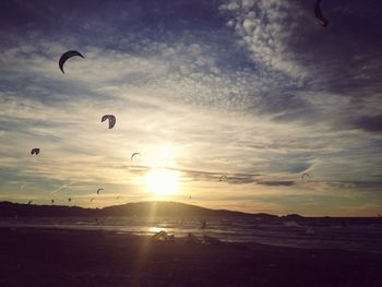 Cloudy sky above sea at sunset