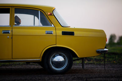 Classic car is in the field 