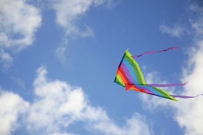 Low angle view of kite against sky