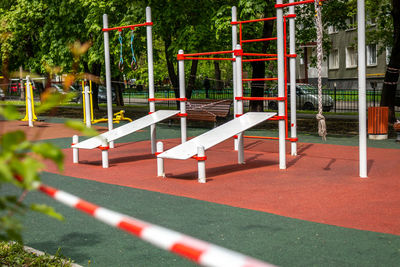 Empty bench in park