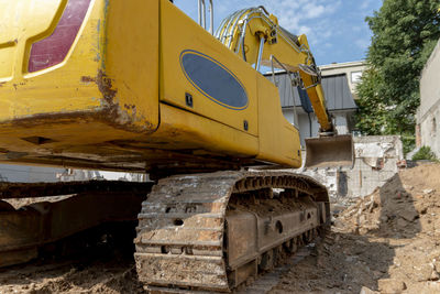 Demolition of old building dismantling. destruction of dilapidated housing for new development