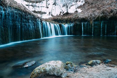 Scenic view of waterfall in forest