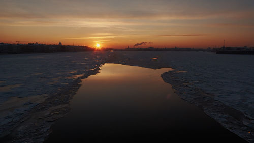 Scenic view of sea against sky during sunset