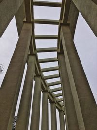 Low angle view of staircase in building against sky