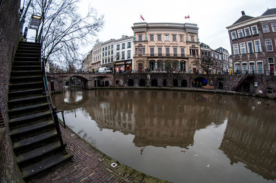 Reflection of building in water