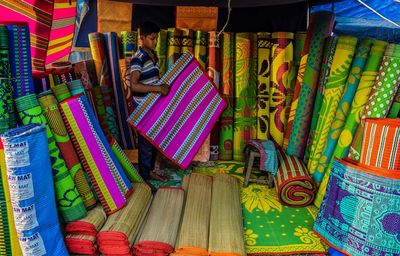 Full frame shot of multi colored for sale in market