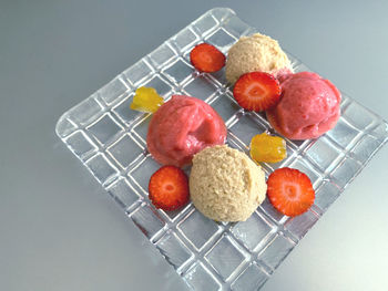 High angle view of fruits on table