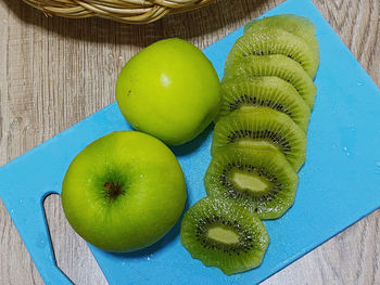 High angle view of apples on table