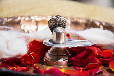 Close-up of christmas decoration on table