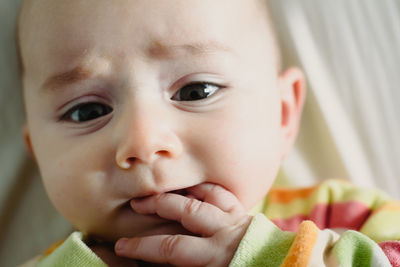 Close-up portrait of cute baby