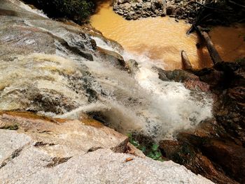 High angle view of waterfall