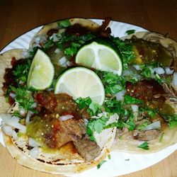 Close-up of served food in plate