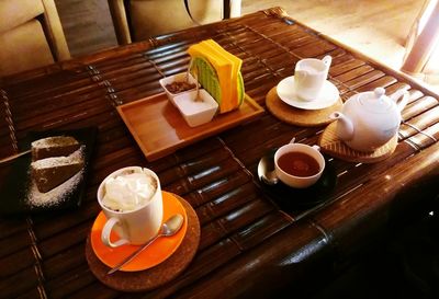 Close-up of breakfast on table