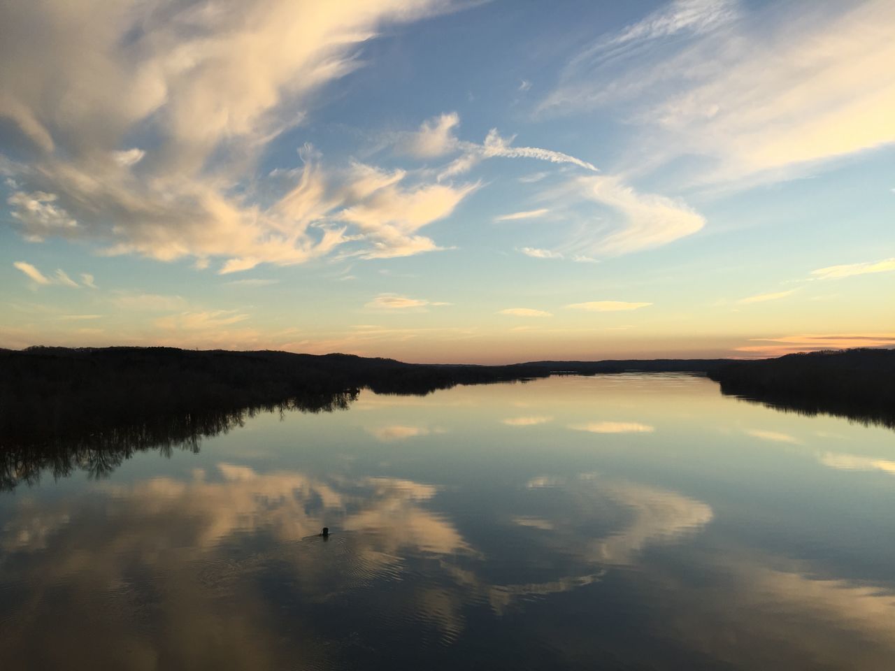 reflection, water, tranquil scene, lake, tranquility, scenics, sky, sunset, beauty in nature, waterfront, cloud - sky, nature, idyllic, silhouette, standing water, cloud, calm, outdoors, non-urban scene, no people